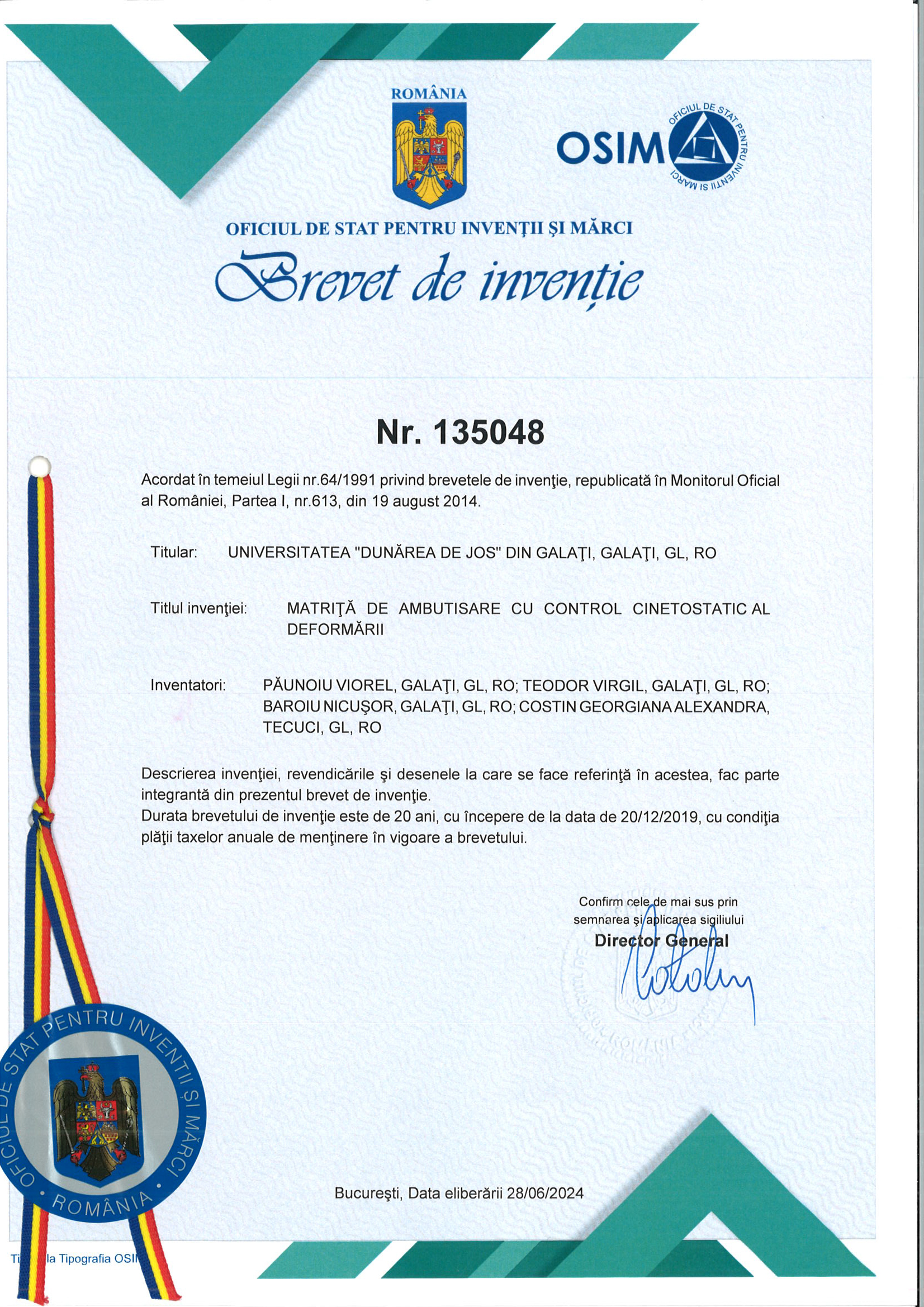 Brevet 135048 Paunoiu
